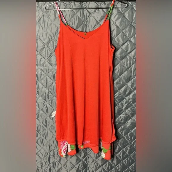 Peach Love California Red Floral Dress small red and pink floral - Picture 7 of 12